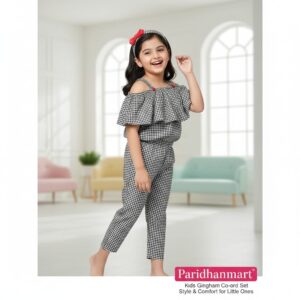 PM Girls Party(Festive) Top Pant  (Check)