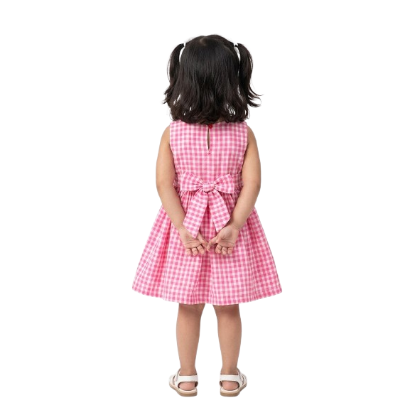 PM Baby Girl Pure Cotton Check Frock - Image 2